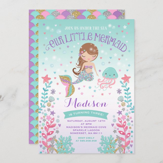 Invitación al cumpleaños de la sirena bajo el Fies (Anverso / Reverso)