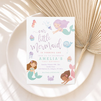 Invitación al cumpleaños de la sirena bajo el mar