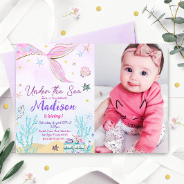 Invitación al cumpleaños de la sirena bajo el mar