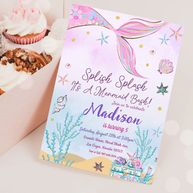 Invitación al cumpleaños de la sirena bajo el mar (Subido por el creador)