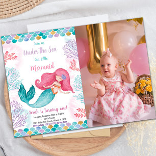 Invitación al cumpleaños de la sirena bajo el mar
