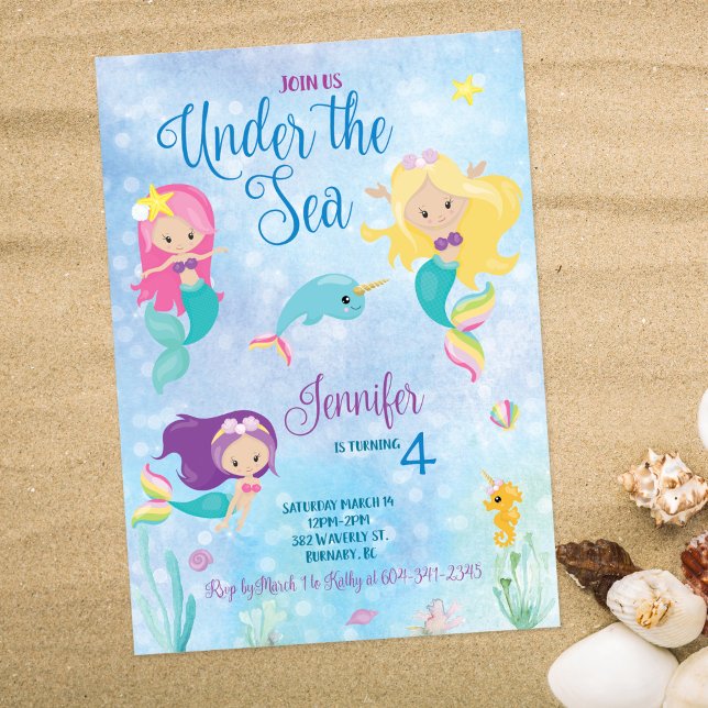 Invitación al cumpleaños de la sirena bajo el mar (Subido por el creador)