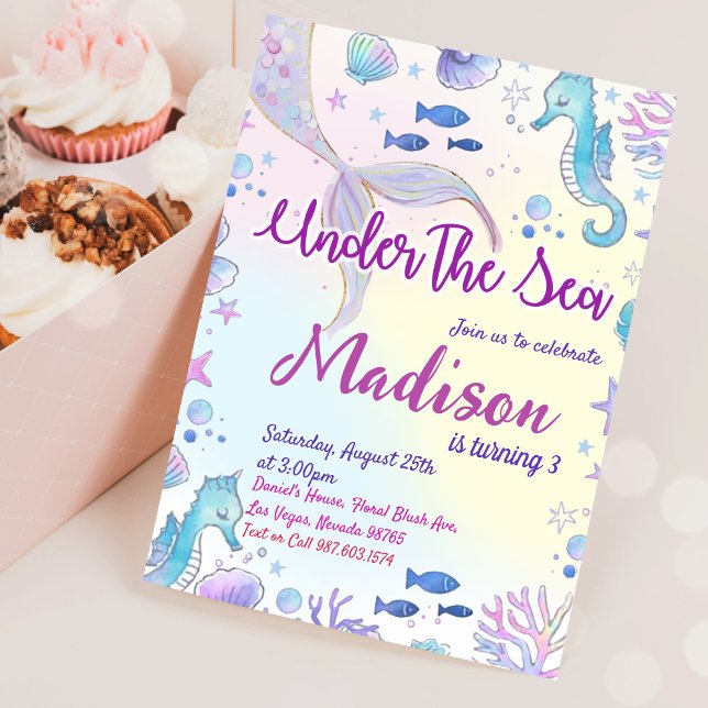 Invitación al cumpleaños de la sirena bajo el mar (Subido por el creador)