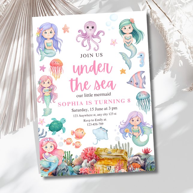 Invitación al cumpleaños de la sirena, bajo la sir (Subido por el creador)