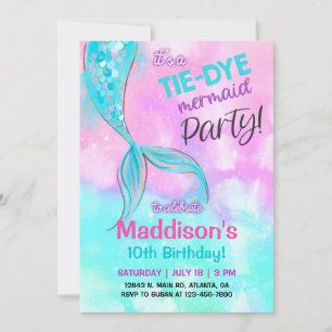 Invitación al cumpleaños de la sirena Chica TieDye