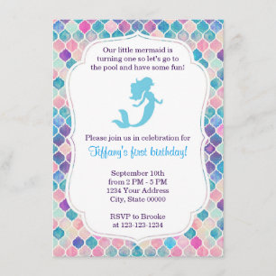 Invitación al cumpleaños de la sirena con espalda