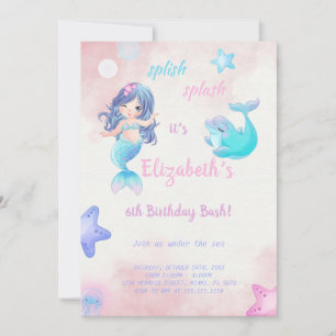 Invitación al cumpleaños de la sirena cuta