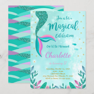 Invitación al cumpleaños de la sirena de la sirena
