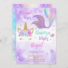 Invitación al cumpleaños de la sirena de Unicornio