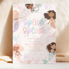 Invitación al cumpleaños de la sirena editable, Ba