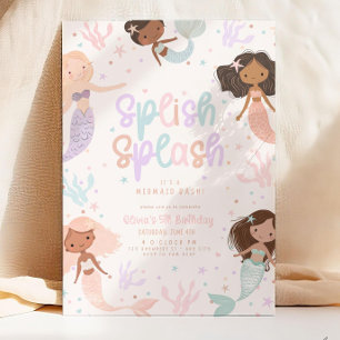 Invitación al cumpleaños de la sirena editable, Ba