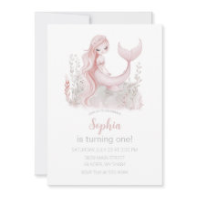Invitación al cumpleaños de la sirena en rosa
