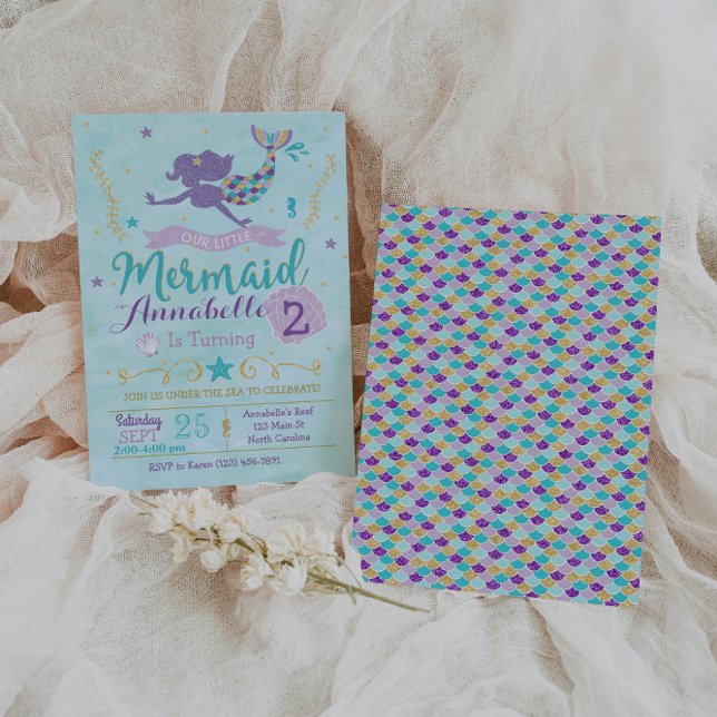 Invitación al cumpleaños de la sirena, invitación  (Subido por el creador)