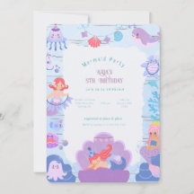 Invitación al cumpleaños de la sirena mágica