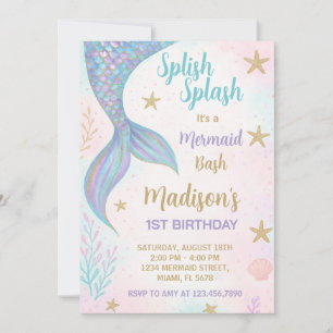 Invitación al cumpleaños de la sirena mágica