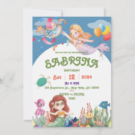 Invitación al cumpleaños de la sirena mágica