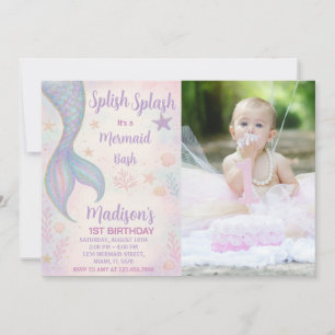 Invitación al cumpleaños de la sirena mágica con f