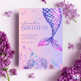 Invitación al cumpleaños de la sirena morada