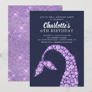 Invitación al cumpleaños de la sirena morada moder