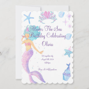 Invitación al cumpleaños de la sirena para Chicas 