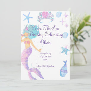 Invitación al cumpleaños de la sirena para Chicas 