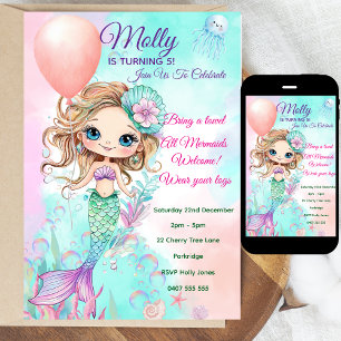 Invitación al cumpleaños de la sirena - Personaliz