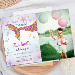 Invitación al cumpleaños de la sirena Purpurina ro