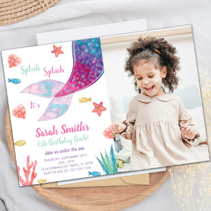 Invitación al cumpleaños de la sirena rosa oscura