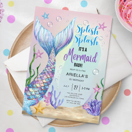 Invitación al cumpleaños de la sirena, sirena invi