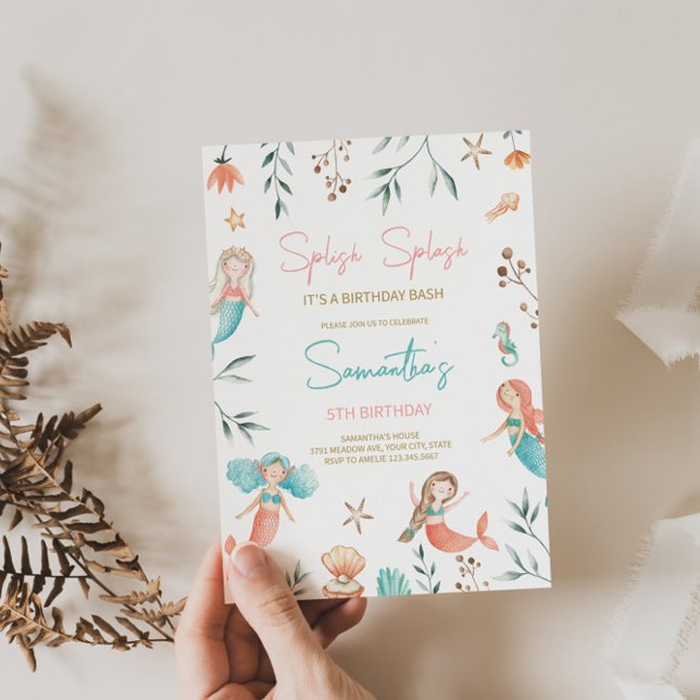 Invitación al cumpleaños de la sirena "Splish Spla (Subido por el creador)