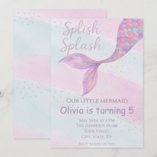 Invitación al cumpleaños de la sirena Splish Splas