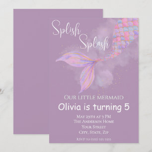 Invitación al cumpleaños de la sirena Splish Splas