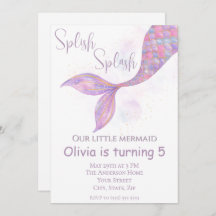 Invitación al cumpleaños de la sirena Splish Splas
