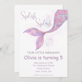 Invitación al cumpleaños de la sirena Splish Splas
