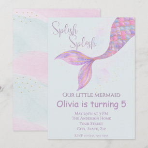 Invitación al cumpleaños de la sirena Splish Splas