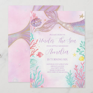 Invitación al cumpleaños de la sirena Verde azulad