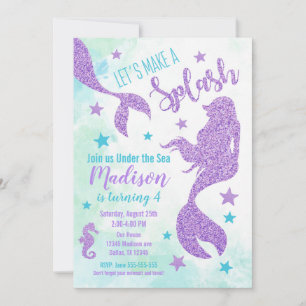Invitación al cumpleaños de la sirena Verde azulad