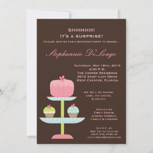 Invitación al cumpleaños de la tarta de la copa de