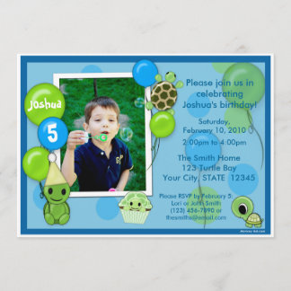 Invitación al cumpleaños de la tortuga ADORABLE