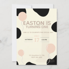 Invitación al cumpleaños de la vaca infantil
