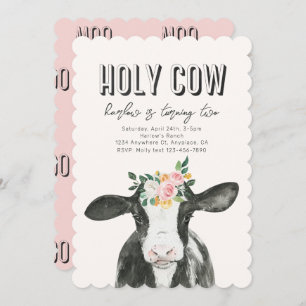 Invitación al cumpleaños de la vaca sagrada rosada