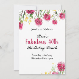 Invitación al cumpleaños de las flores australiana