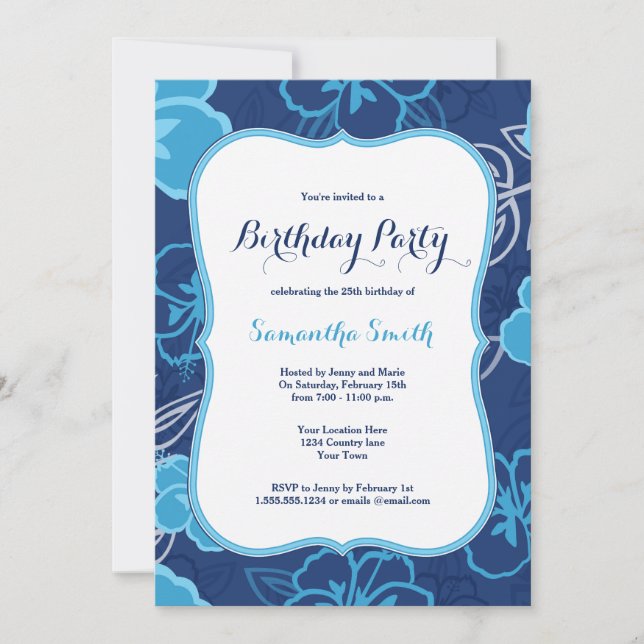 Invitación al cumpleaños de las flores de Hibiscus (Anverso)
