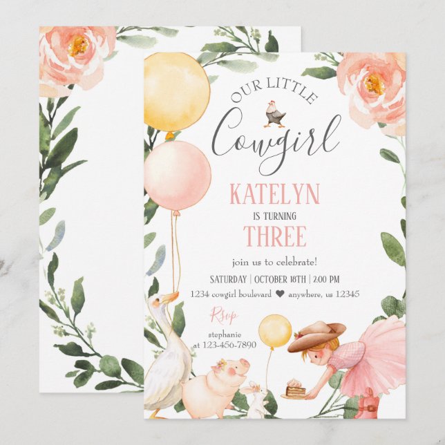 Invitación al cumpleaños de las vacas con vegetaci (Anverso / Reverso)