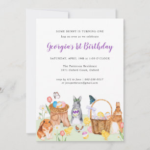 Invitación al cumpleaños de Little Bunny Spring Gr