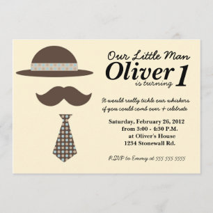 Invitación al cumpleaños de Little Man Mustache Ba
