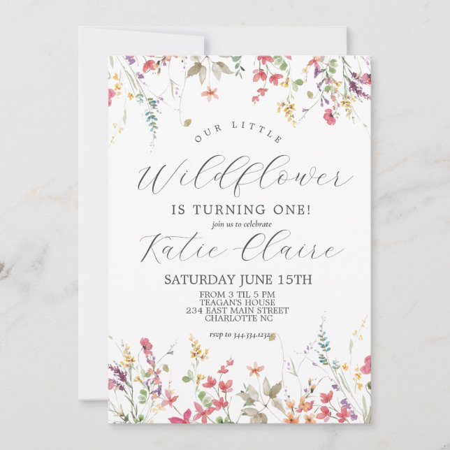 Invitación al cumpleaños de Little Wildflower (Anverso)