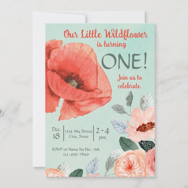 Invitación al cumpleaños de Little Wildflower (Anverso)
