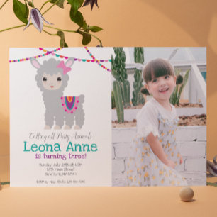 Invitación al cumpleaños de Llama Alpaca con image