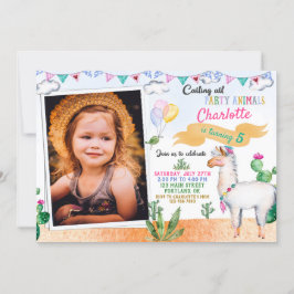 Invitación al cumpleaños de Llama Foto Invitación